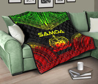 Samoa Premium Quilt - Samoa Coat Of Arms Polynesian Chief Reggae Version - Polynesian Pride
