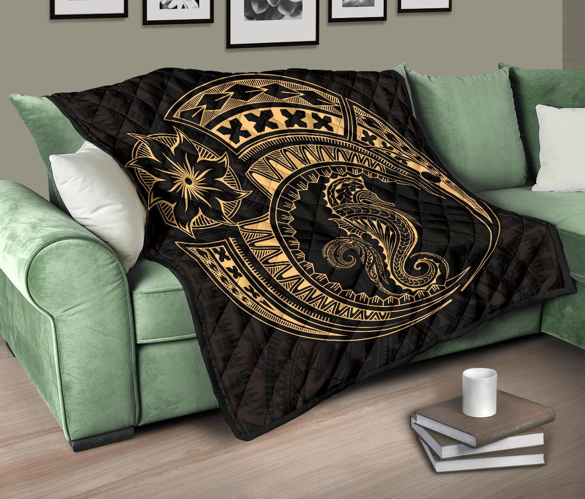 Polynesian Quilt - Polynesian Gold Seahorse Tattoo - Polynesian Pride