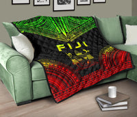 Fiji Premium Quilt - Fiji Coat Of Arms Polynesian Chief Reggae Version - Polynesian Pride