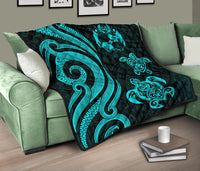 Tonga Polynesian Premium Quilt - Turquoise Tentacle Turtle - Polynesian Pride