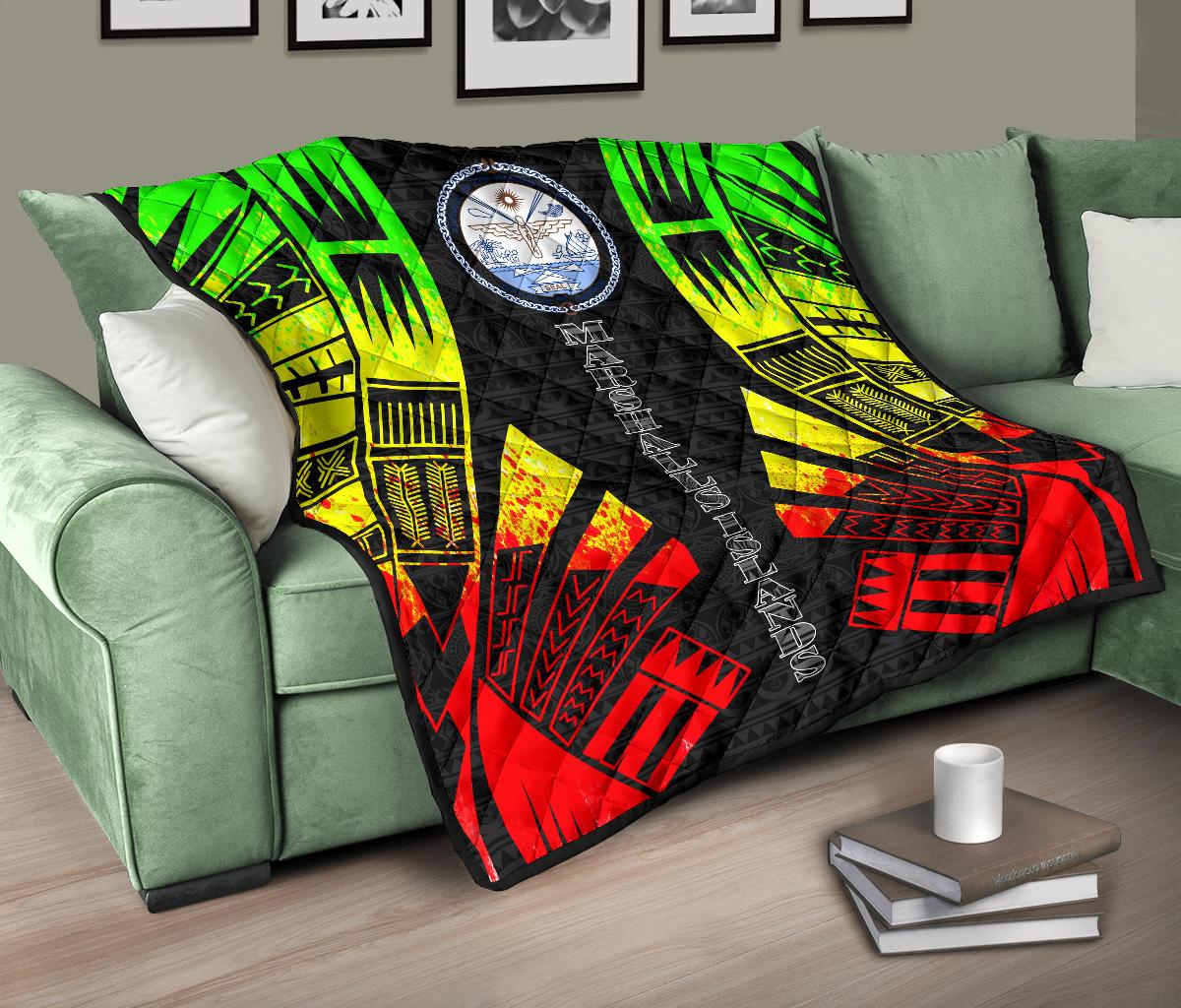Marshall Islands Premium Quilt - Marshall Islands Seal Polynesian Reggae Tattoo - Polynesian Pride