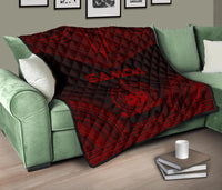 Samoa Premium Quilt - Samoa Coat Of Arms Polynesian Chief Dark Red Version - Polynesian Pride