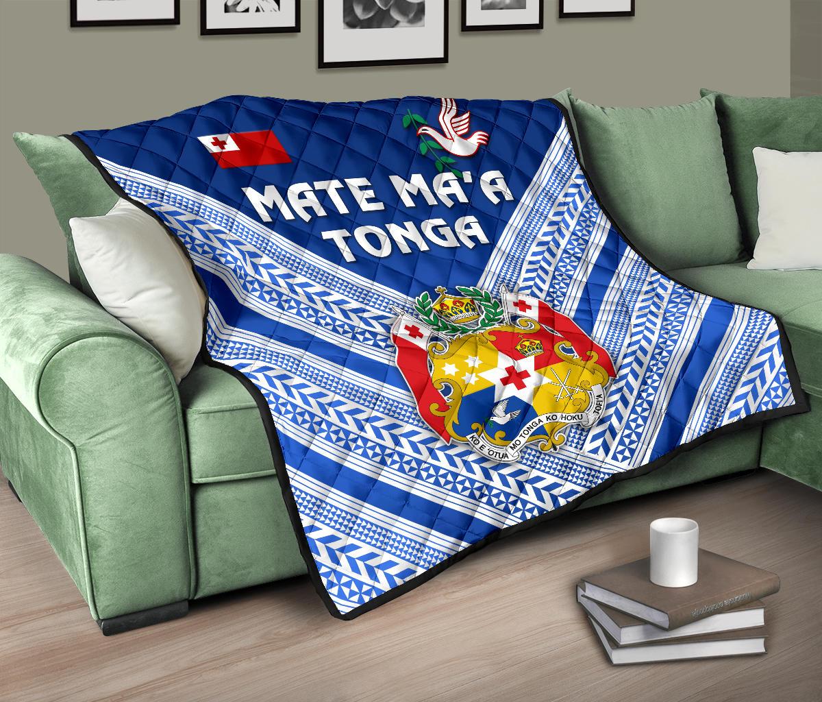 Mate Ma'a Tonga Rugby Premium Quilt Polynesian Creative Style - Blue - Polynesian Pride
