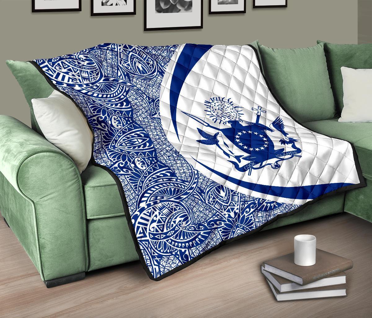 Cook Islands Coat Of Arms Polynesian Premium Quilt - Circle Style - 05 - Polynesian Pride