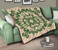 Hawaiian Quilt Turtle Pattern New Gold Premium Quilt - Skin Style - AH - Polynesian Pride