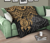 Federated States Of Micronesia Premium Quilt - Federated States Of Micronesia Seal & Golden Turtle Hibiscus - Polynesian Pride