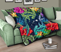 Hawaii Shark Tropical Color Premium Quilt - Polynesian Pride