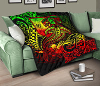 Fiji Premium Quilt - Reggae Shark Polynesian Tattoo - Polynesian Pride