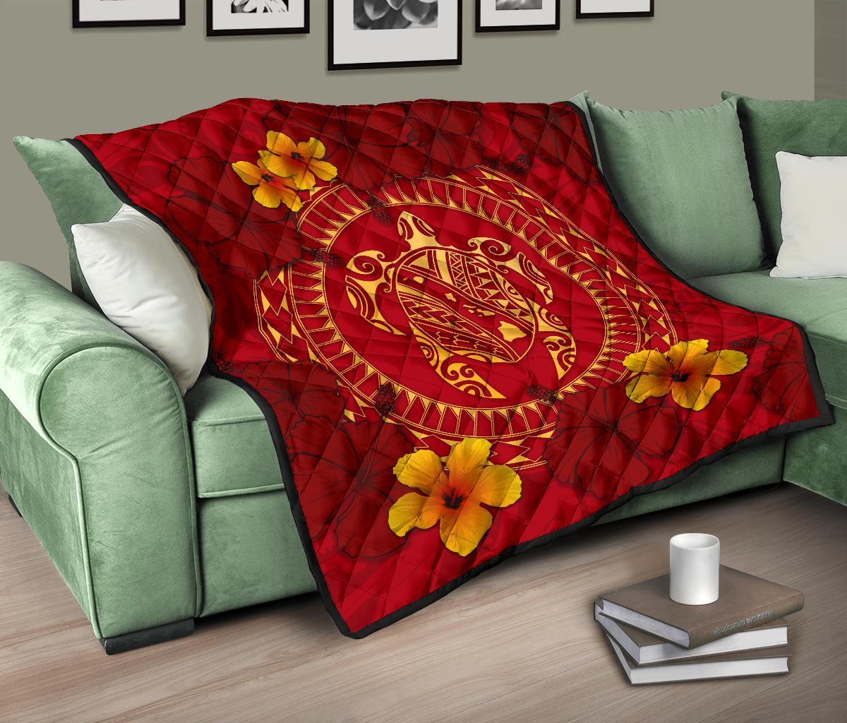 Hawaii Turtle Polynesian Premium Quilt - Oil Style - Polynesian Pride