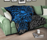 Samoa Polynesian Premium Quilt - Blue Turtle Flowing - Polynesian Pride