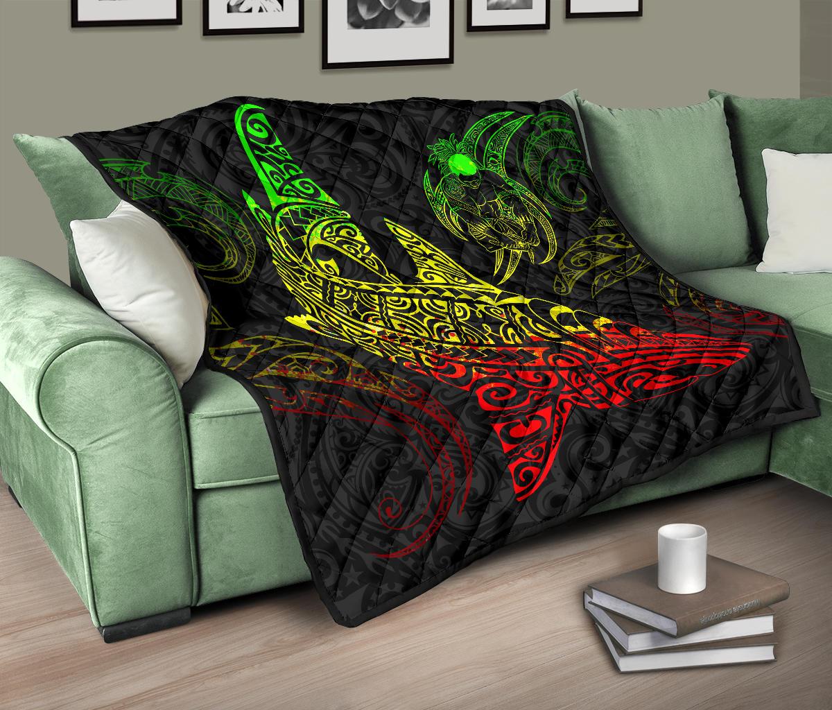 Polynesian Quilt - Polynesian Reggae Shark Warrior Tattoo - Polynesian Pride