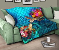 Hawaii Polynesian Premium Quilt - Sea Turtle Coral Treasure - Polynesian Pride