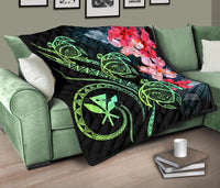 Hawaii Turtle Polynesian Tropical Premium Quilt - Cora Style Yellow - Polynesian Pride