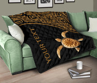 Polynesian Custom Personalised Premium Quilt - Gold Turtle Curver Style - Polynesian Pride