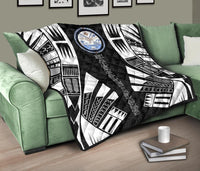 Marshall Islands Premium Quilt - Marshall Islands Seal Polynesian White Tattoo - Polynesian Pride