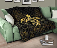 Hawaii Turtle Kanaka Golden Premium Quilt - Polynesian Pride