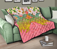 Hawaii Turtle Couple Plumeria Valentine Pattern Premium Quilt - Bond Style - AH - Polynesian Pride