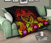 Hawaii Turtle Polynesian Red Premium Quilt - Kuly Style - Polynesian Pride
