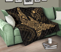 Polynesian Quilt - Polynesian Gold Shark Warrior Tattoo - Polynesian Pride
