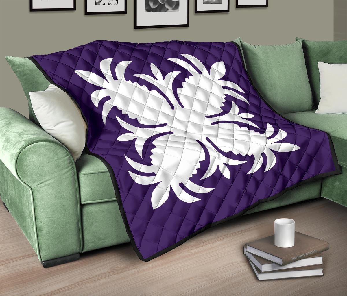 Hawaiian Premium Quilt Royal Pattern - Purple - A2 Style - Polynesian Pride