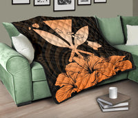 Hawaiian Kanaka Premium Quilt Hibiscus Polynesian Love Orange - Polynesian Pride