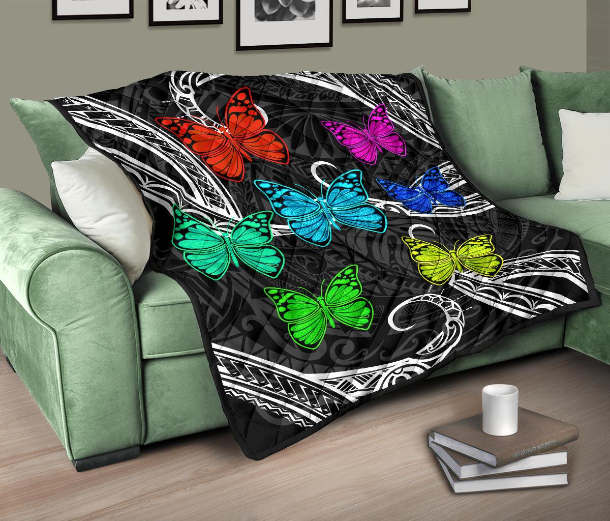 Hawaii Polynesian Butterflies Premium Quilt - Polynesian Pride