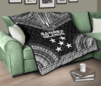 Gambier Islands Premium Quilt - Gambier Islands Flag Polynesian Chief Black Version - Polynesian Pride