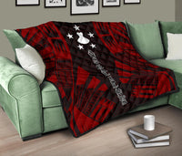 Austral Islands Premium Quilt - Austral Islands Flag Polynesian Red Tattoo (Dark Red) - Polynesian Pride