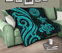 American Samoa Premium Quilt - Turquoise Tentacle Turtle - Polynesian Pride