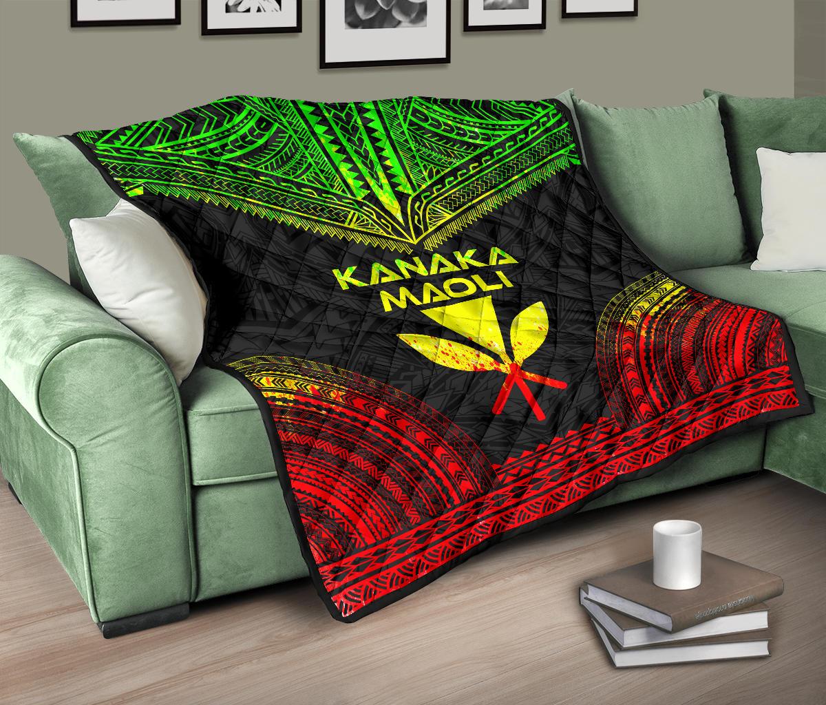 Hawaii Premium Quilt - Kanaka Maoli Polynesian Chief Reggae Version - Polynesian Pride