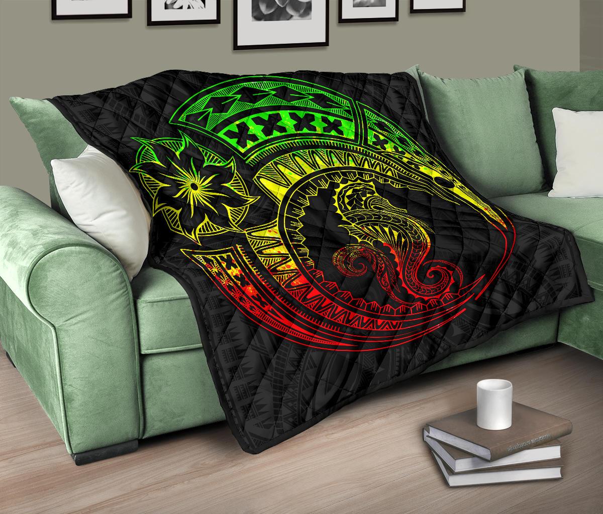Polynesian Quilt - Polynesian Reggae Seahorse Tattoo - Polynesian Pride