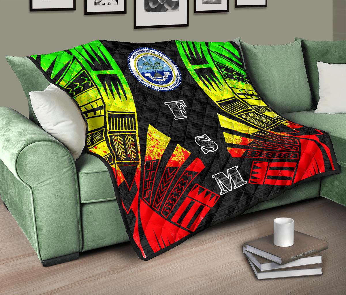 Federated States Of Micronesia Premium Quilt - Federated States Of Micronesia Seal Polynesian Reggae Tattoo - Polynesian Pride