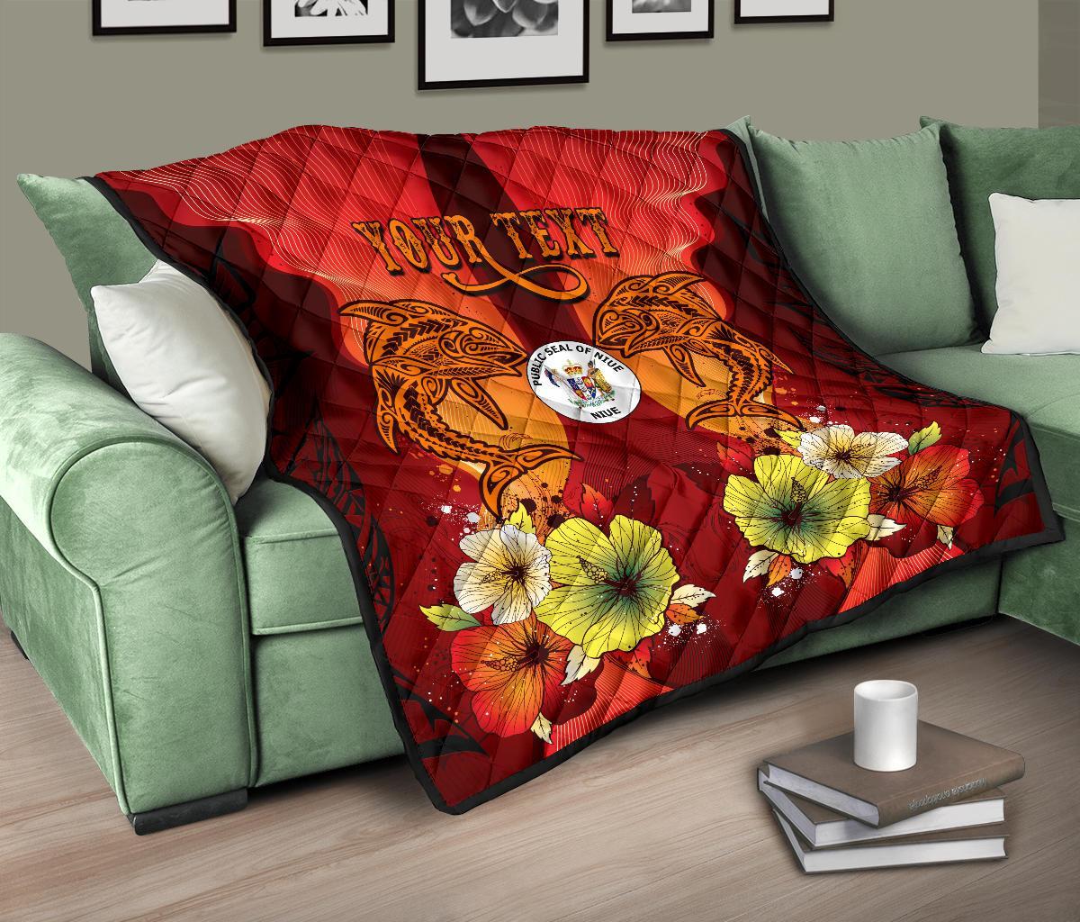 Niue Personalised Premium Quilt - Tribal Tuna Fish - Polynesian Pride