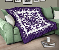 Hawaii Premium Quilt Royal Pattern - Purple And White - Polynesian Pride