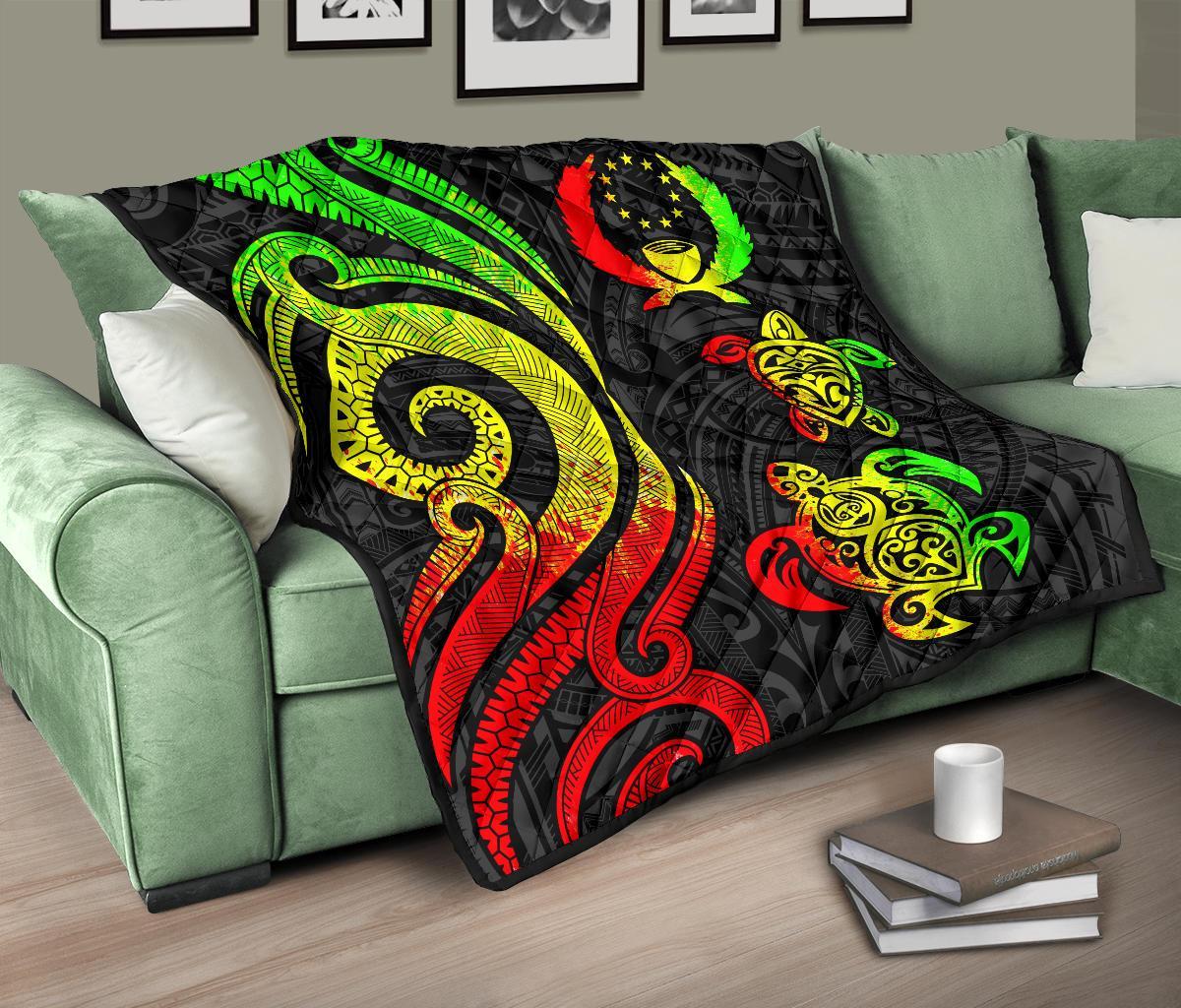 Pohnpei Premium Quilt - Reggae Tentacle Turtle - Polynesian Pride