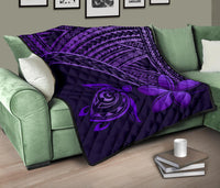 Hawaii Quilt - Hawaii Turtle Plumeria Quilt Purple - Polynesian Pride