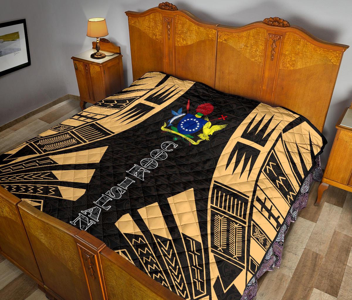 Cook Islands Premium Quilt - Cook Islands Polynesian Gold Tattoo - Polynesian Pride