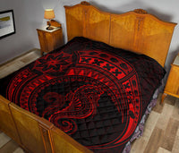 Polynesian Quilt - Polynesian Red Seahorse Tattoo - Polynesian Pride