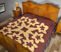 Hawaiian Premium Quilt Royal Pattern - Coral - A1 Style - Polynesian Pride