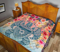 Hawaii Turtle Ohana Stary Night Hibiscus Premium Quilt - Polynesian Pride
