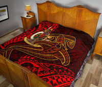 Vanuatu Polynesian Premium Quilt - Red Shark Polynesian Tattoo - Polynesian Pride