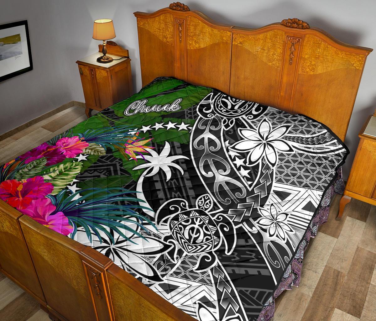 Chuuk Premium Quilt - Turtle Plumeria Banana Leaf - Polynesian Pride