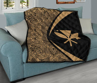 Hawaii Kanaka Polynesian Black Premium Quilt - Circle Style - Polynesian Pride