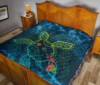 Hawaii Quilt - Hawaii Turtle Map Plumeria - Polynesian Pride