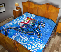 Fiji Premium Quilt - Blue Shark Polynesian Tattoo - Polynesian Pride