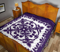 Hawaii Premium Quilt Royal Pattern - Purple And White - Polynesian Pride