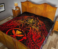 Hawaii Polynesian Premium Quilt - Red Kanaka Maoli Turtle Manta Ray - Polynesian Pride