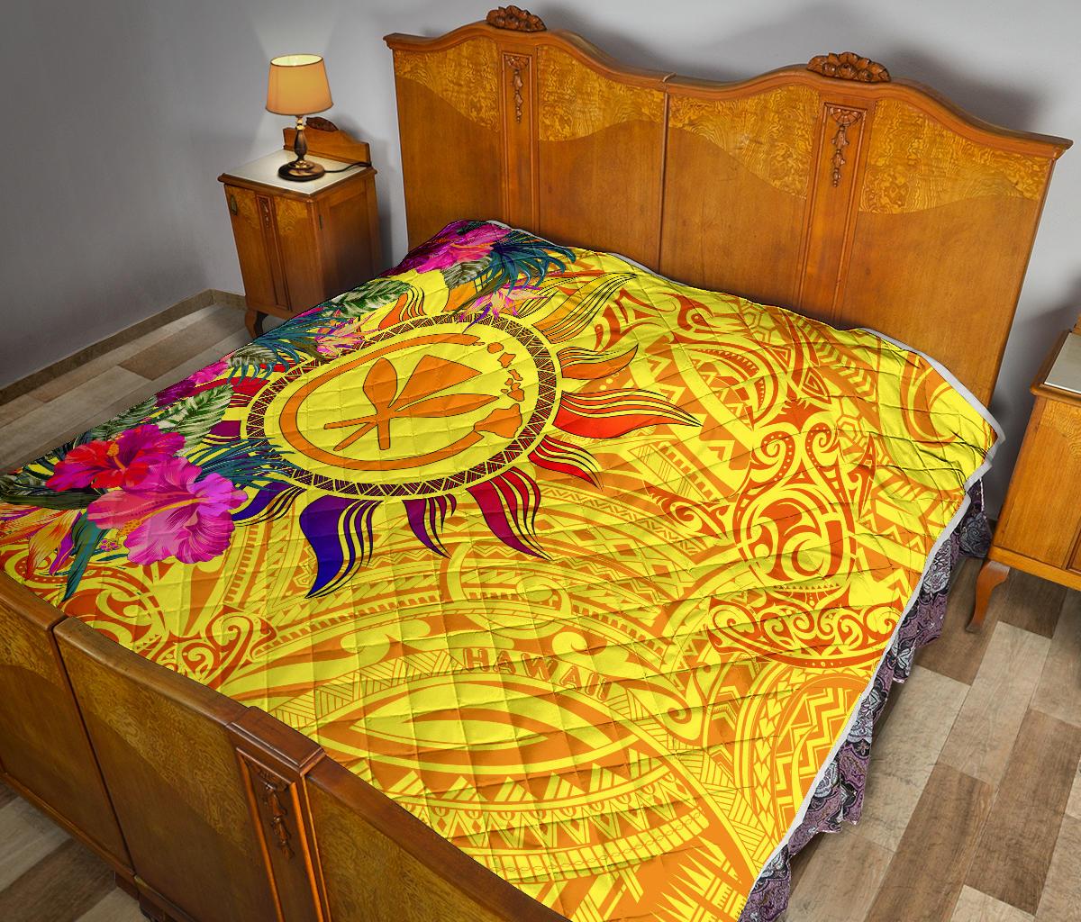 Polynesian Hawaii Kanaka Maoli Quilts - Hibiscus Flowers & Polynesian Patterns - Polynesian Pride