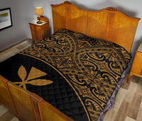 Hawaii Polynesian Premium Quilt - Yellow Kanaka Maoli Curve Version - Polynesian Pride