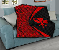 Hawaii Kanaka Polynesian Black And Red Premium Quilt - Circle Style - Polynesian Pride
